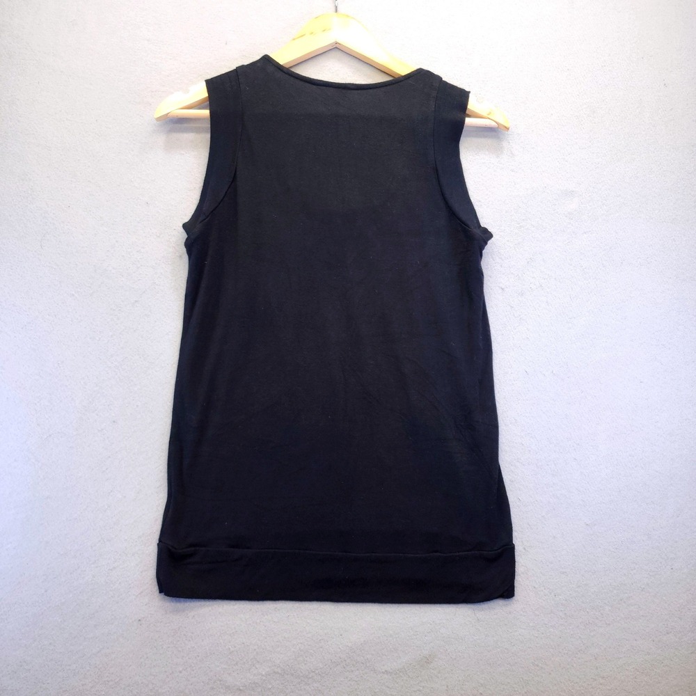 Michael Michael Kors Black Ruffle Neck Pleated Sleeveless Top Shell  Medium - Picture 6 of 11